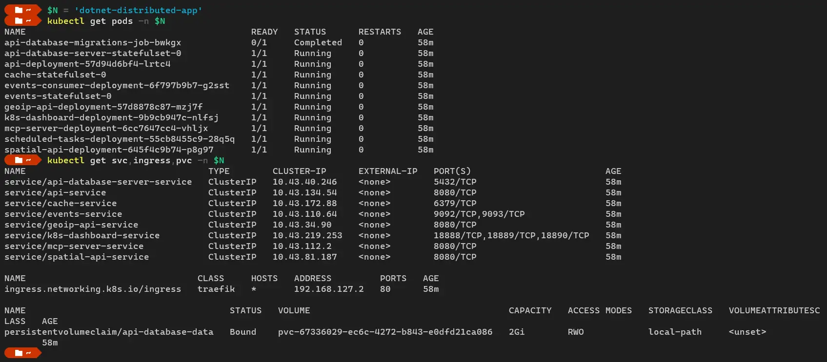 kubectl output