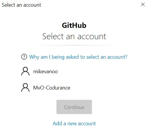 select git account dialog